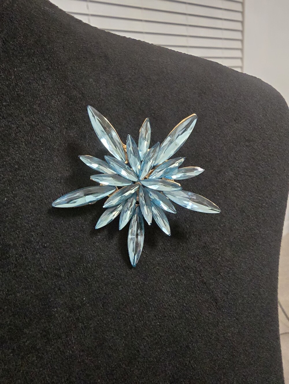 Blue Crystal Starburst Brooch